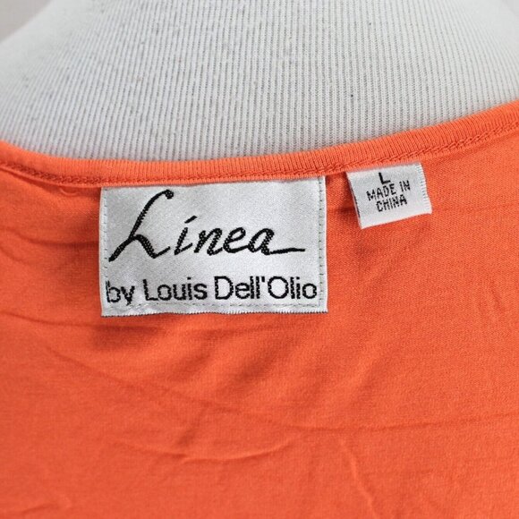 Linea Louis Dell Olio Mixed Media Swing Tank Top Womens Sz L Orange Chiffon Trim - Picture 7 of 7